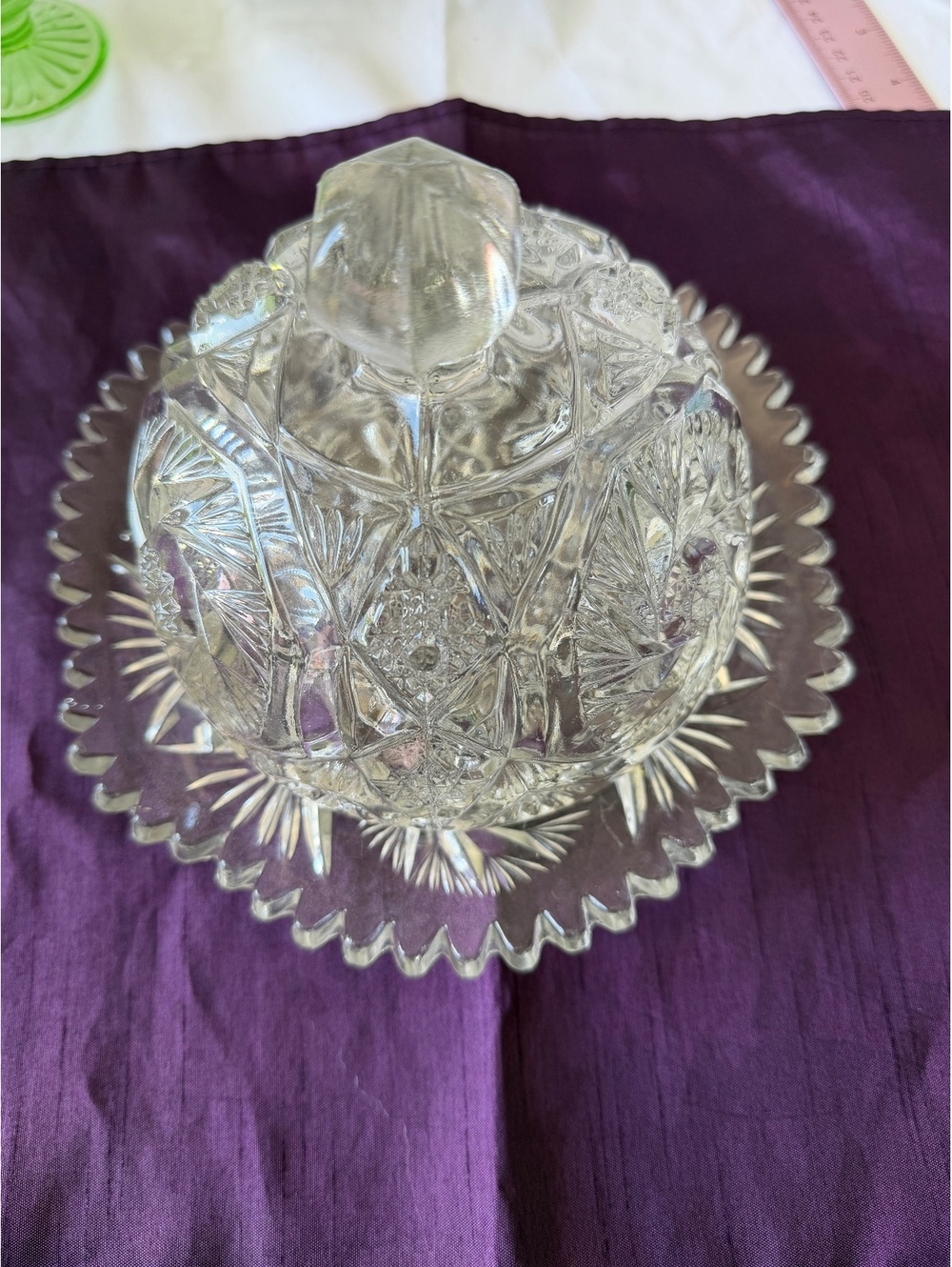Vintage Clear Glass Covered Butter Dish Candy Dish with Matching Underplate